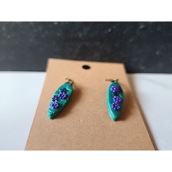Polymer Clay Floral Dangling Pierced Earrings New - Picture 5 of 10